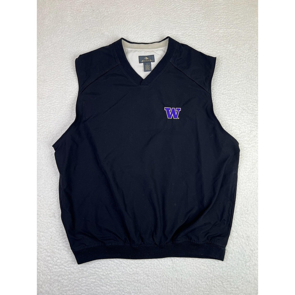 Washington Huskies Vest Mens‎ Large Black NCAA Golf Antigua Sleeveless